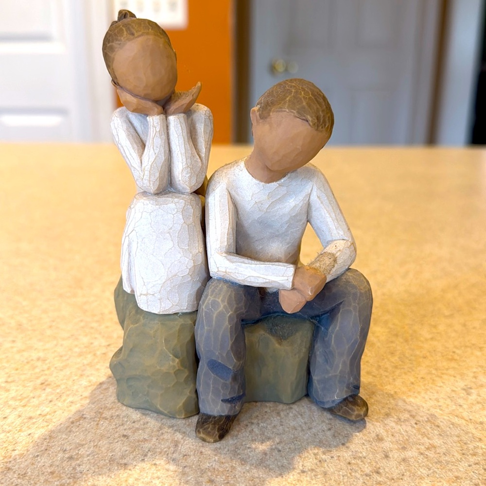 Willow tree, figurine, brother, and sister